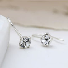 Load image into Gallery viewer, Sterling silver clear crystal little drop earrings
