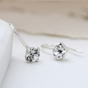 Sterling silver clear crystal little drop earrings