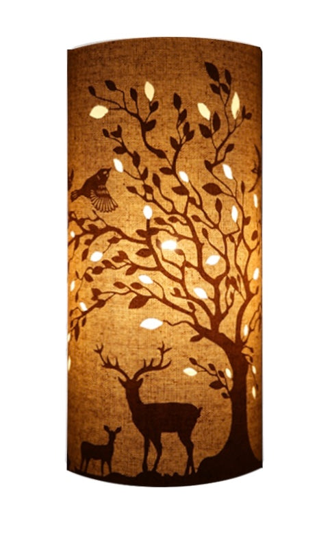Light Glow Fabric lamp - Deer and Bird
